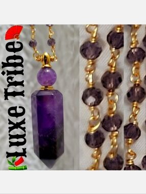 🎋Aviva Stanoff Gemstone Essential Oil Bottle Pendant Necklace
